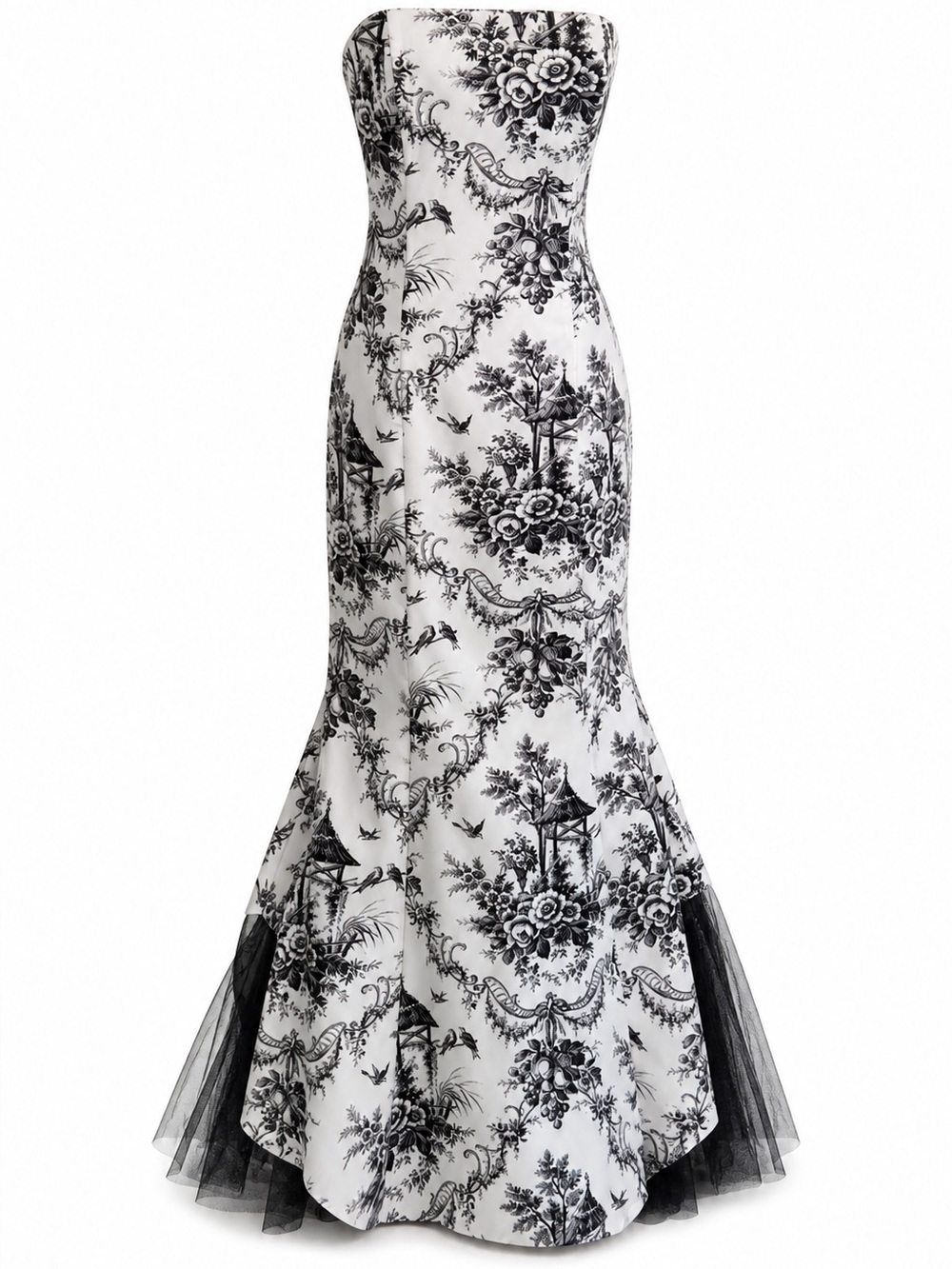 Scott McClintock Black White Toile Evening Gown prom dress sz 8 wedding party